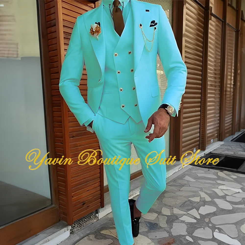 3-piece Formal Blazer Pants Vest Tuxedo Elegant Men's Suits