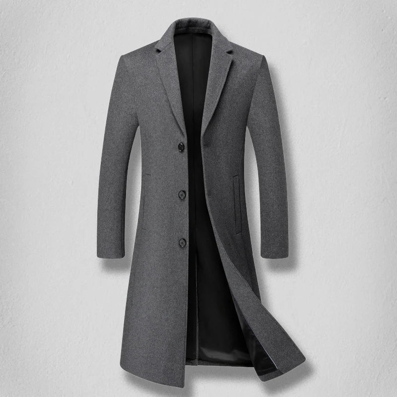 High-end fashionable stylish solid color versatile long woolen coat