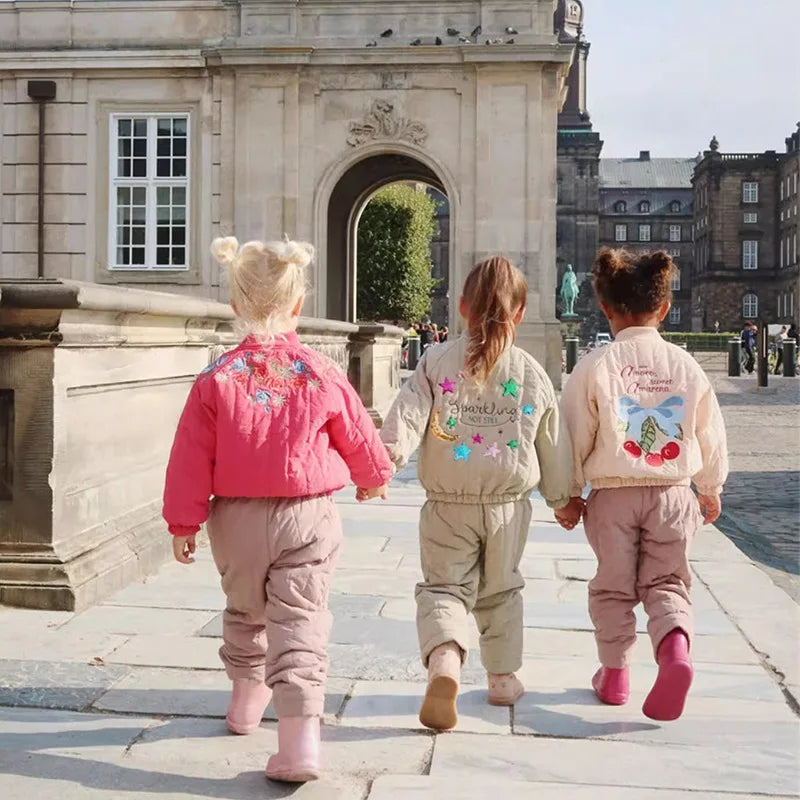 Children's coats embroidered sequined thickened wool jacket