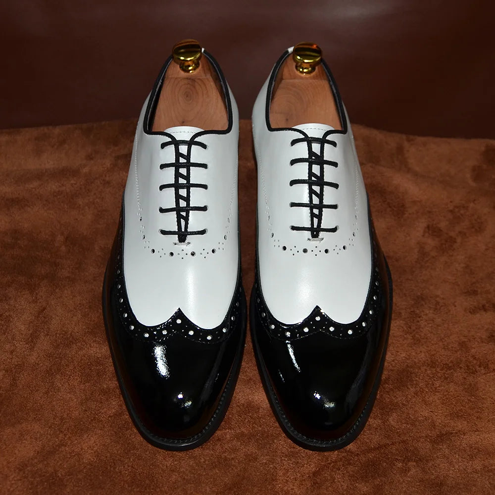Leather Wingtip Lace-up Oxfords