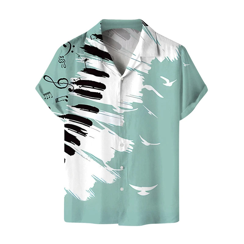 Music Guitar Print Short Sleeve V-Neck