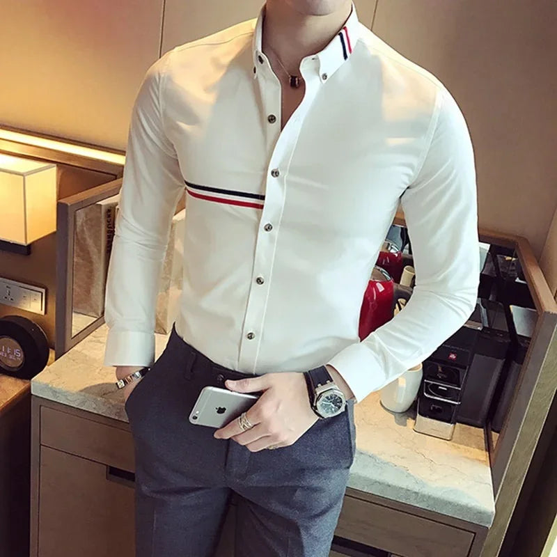 Men Long Sleeve Slim Fit Dress Shirts