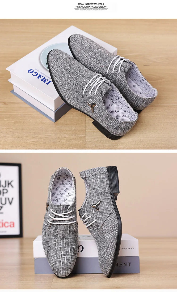 Breathable Pointed Toe Linen Oxford Shoes