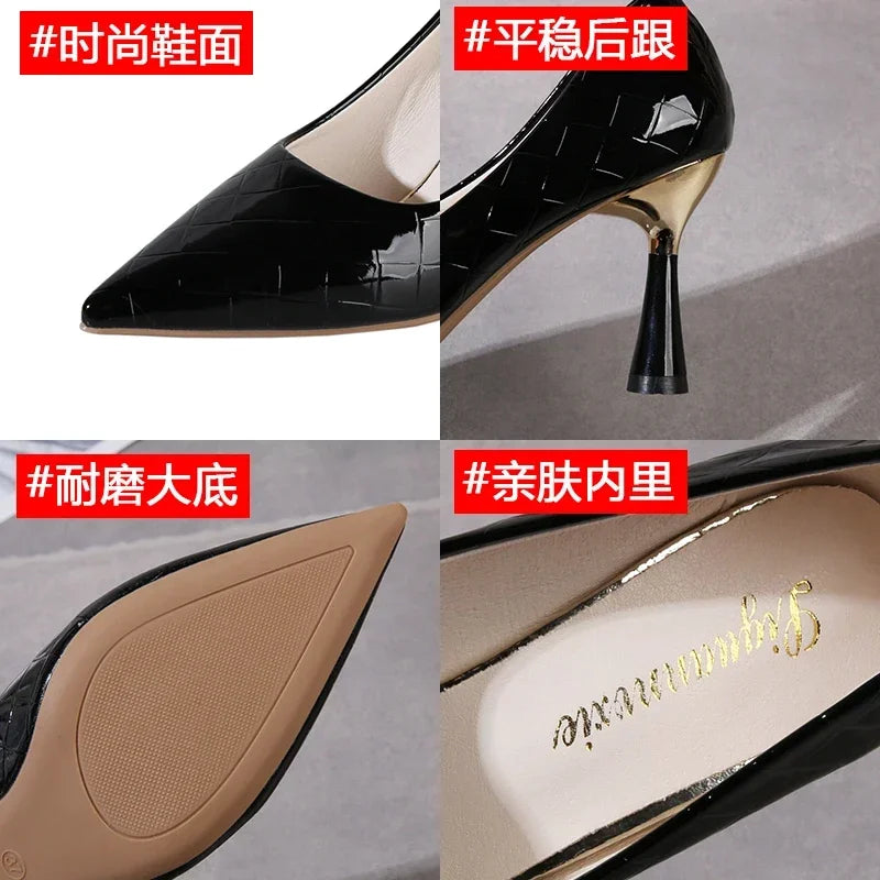 Elegant Heeled Pointed Toe Leather Heels