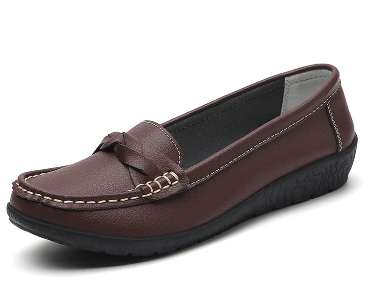Women Soft Leather Casual Slip On Loafer