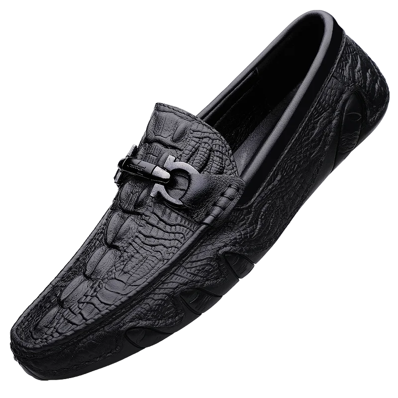 Italian Handmade Crocodile Pattern Genuine Leather Loafers