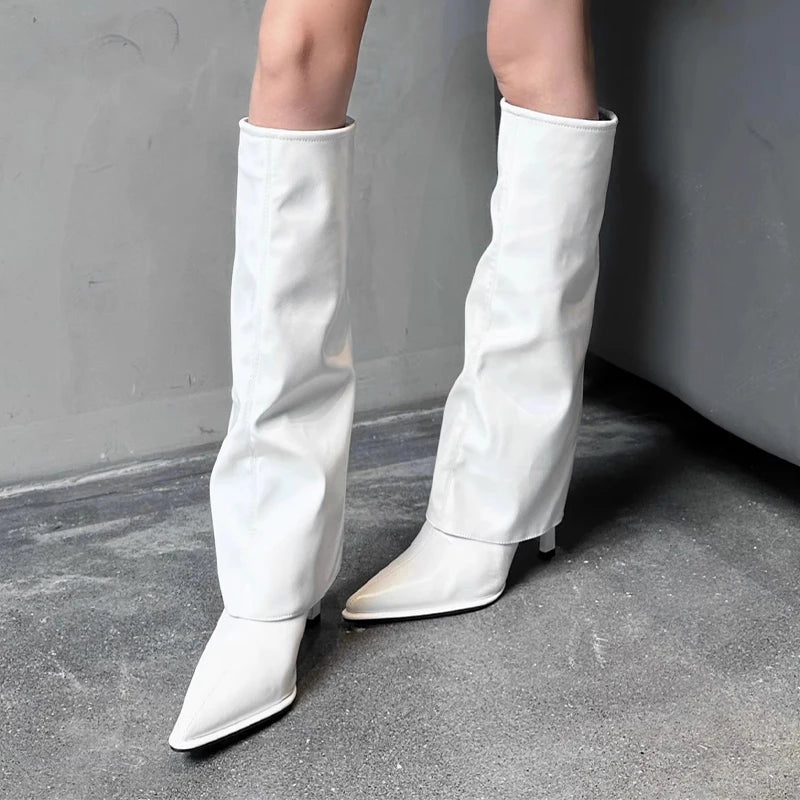 High Elegant Women Pointed Toe High Chelsea Boots