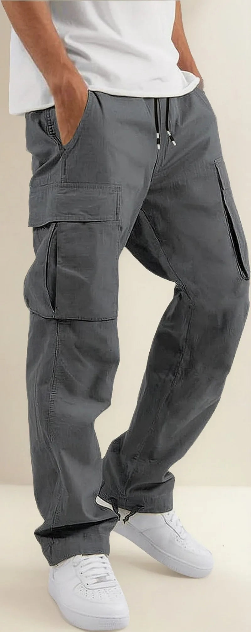 4-Piece Men's Cotton Straight Leg Casual Loose Work Pants, Stylish And Versatile Design