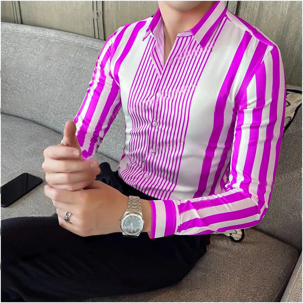 British Style Striped Long Sleeve Shirts