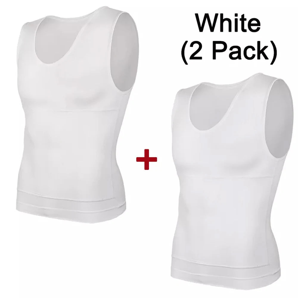 2 Pieces Men's High Compression Slimming Shirts