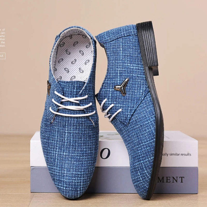 Breathable Pointed Toe Linen Oxford Shoes