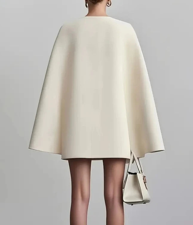 Elegant Double Breasted Shawl Cape Style Commuting Dresses