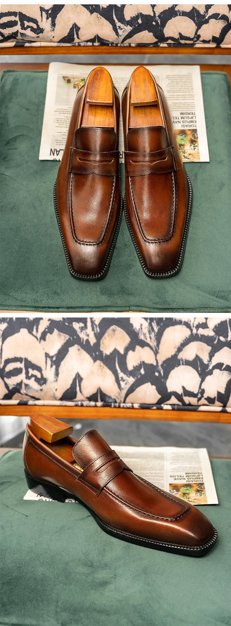 Genuine Leather Mens Slip On Loafers