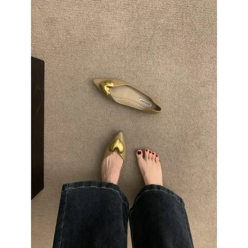 Elegant Black Flat Bottomed Single Shoes