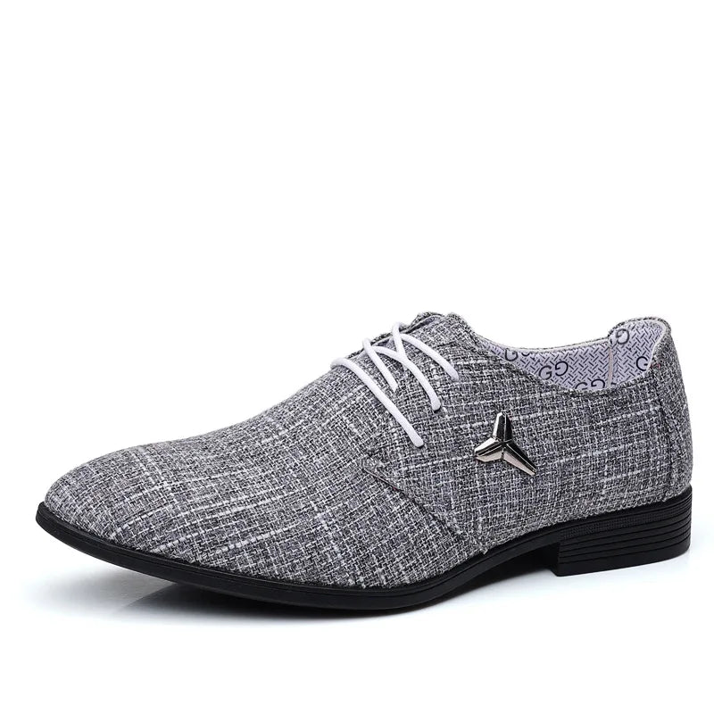 Breathable Pointed Toe Linen Oxford Shoes
