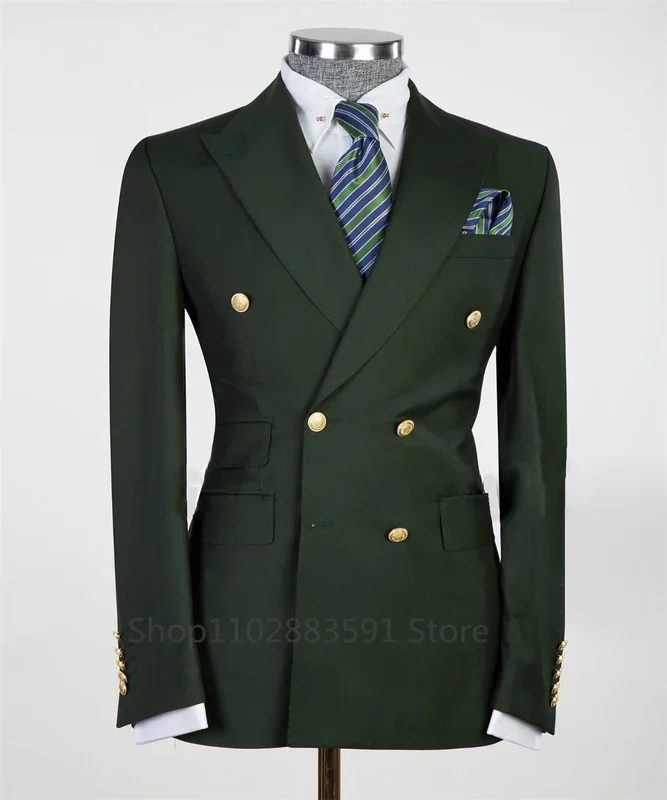 Suit For Mens Groom's Wedding 1 Pieces Slim Fit Blazer Wide Shawl Lapel Luxury Men Suit Custom Made Tuxedo Gold Button