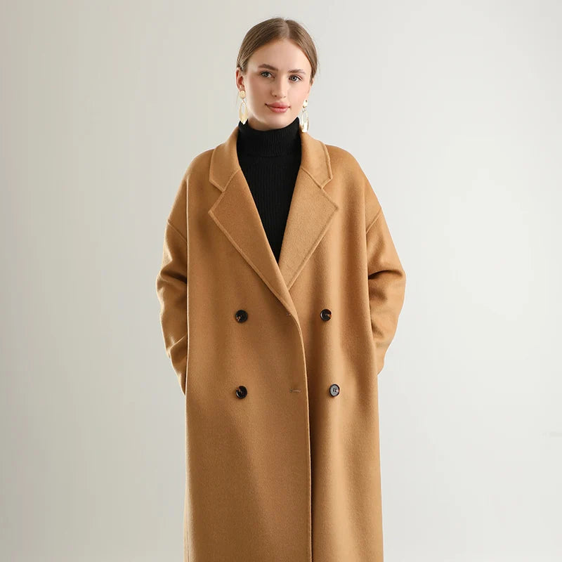wool coat, double-sided, Korean style, lapel