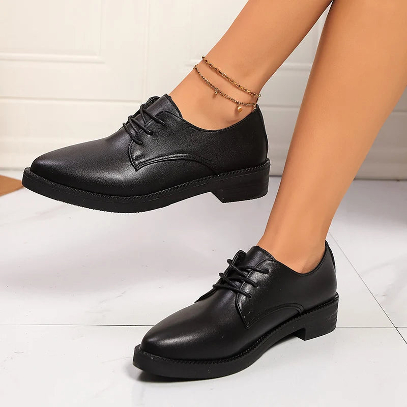 Women's Black Lace Up Classic Oxfords