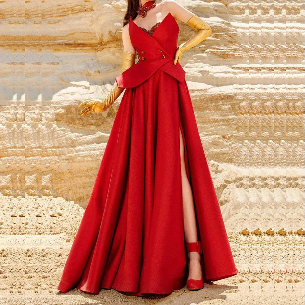 Formal Sleeveless Long Red Dress