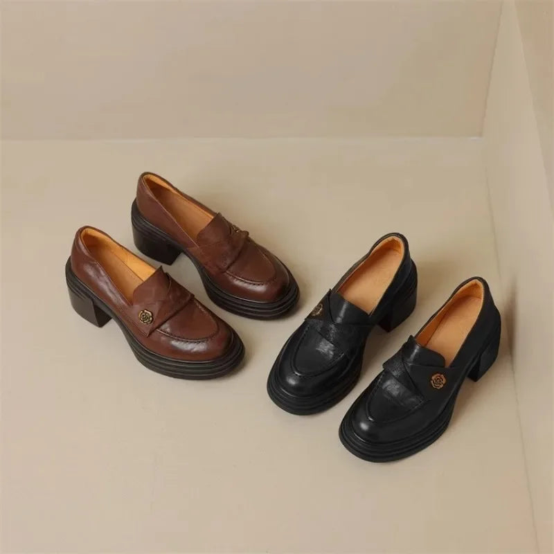 High Heel Retro Loafers