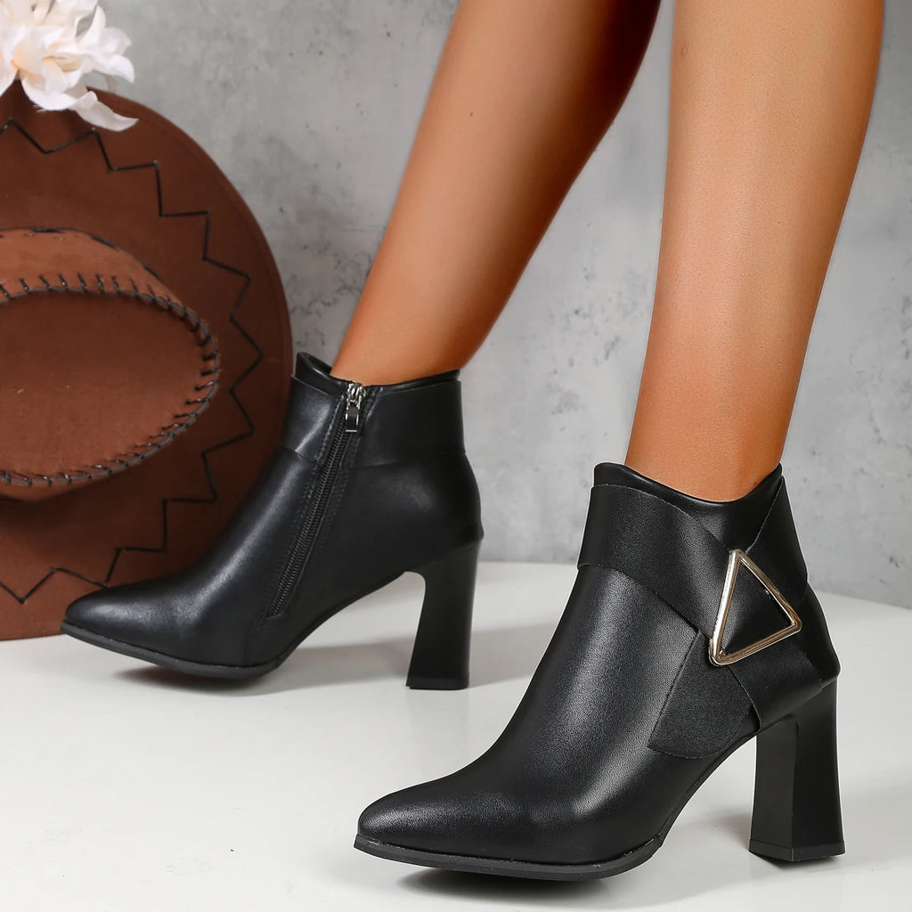 Short Heeled Female Ankle Boots