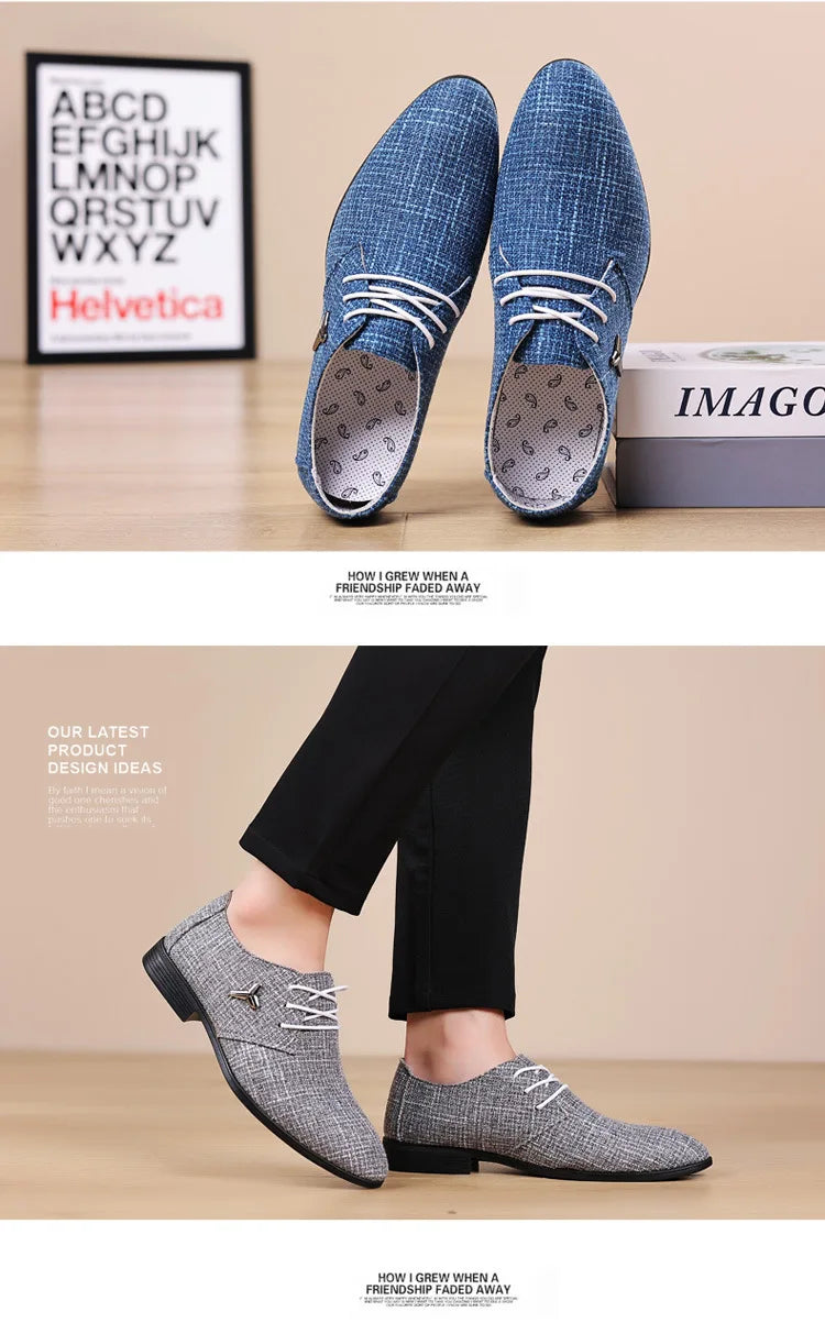 Breathable Pointed Toe Linen Oxford Shoes
