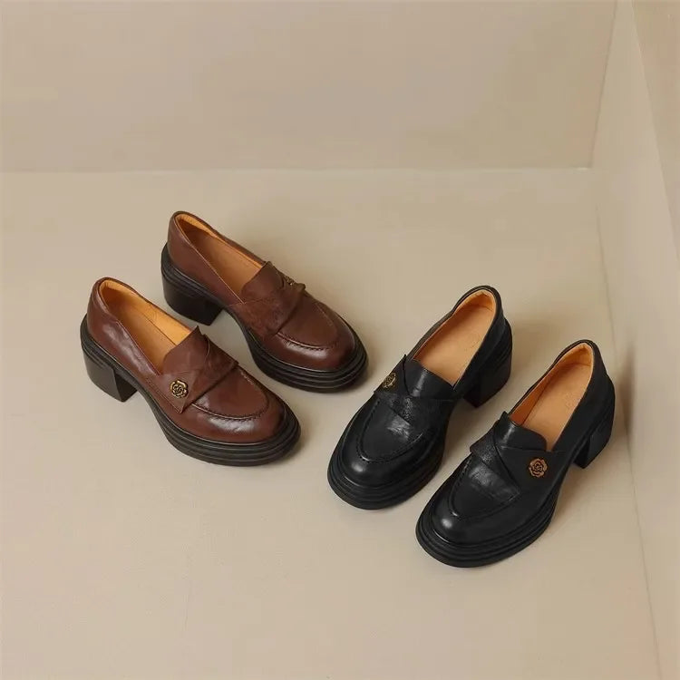 High Heel Retro Loafers