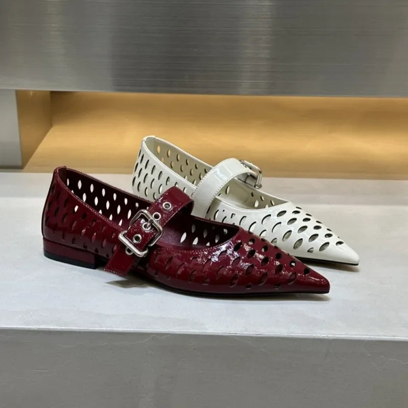 Pointed Toe Flats Hollow Loafers