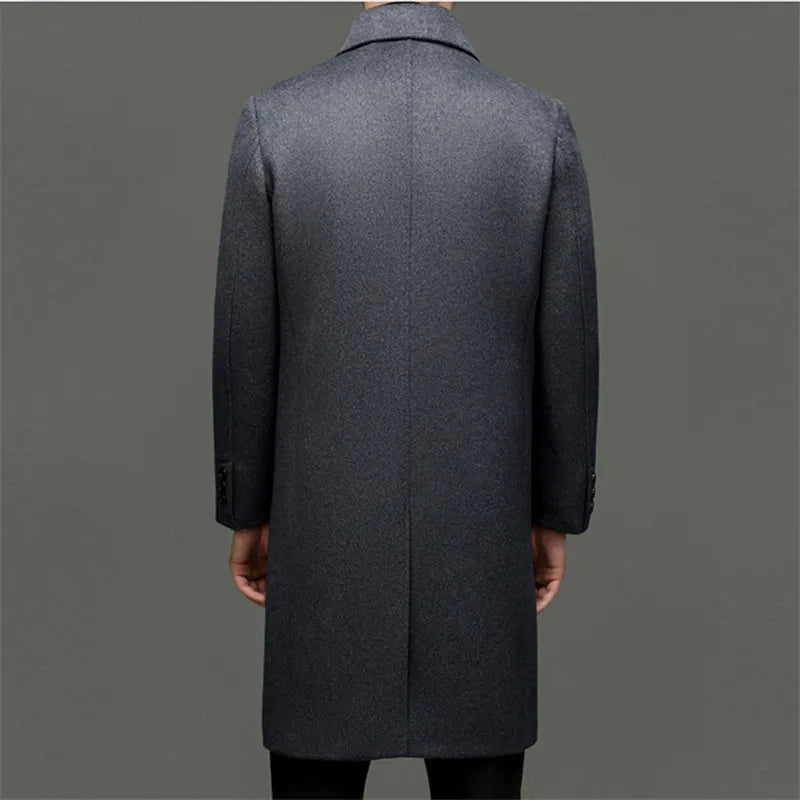 Wool Coat Solid Turn Down Collar