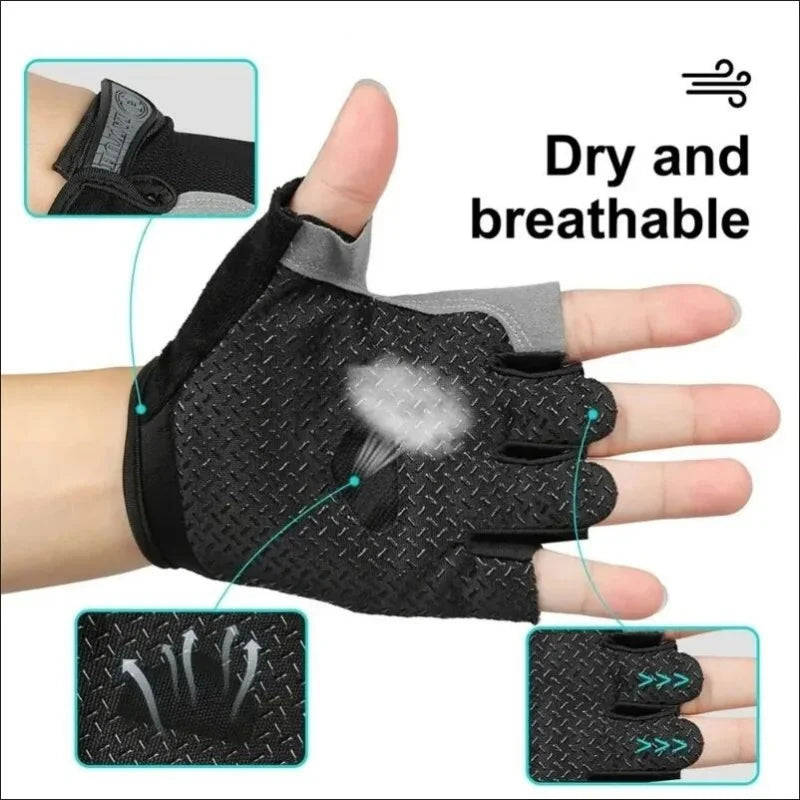 Fingerless Anti-Slip Shock-Absorbing Breathable Sports Gloves