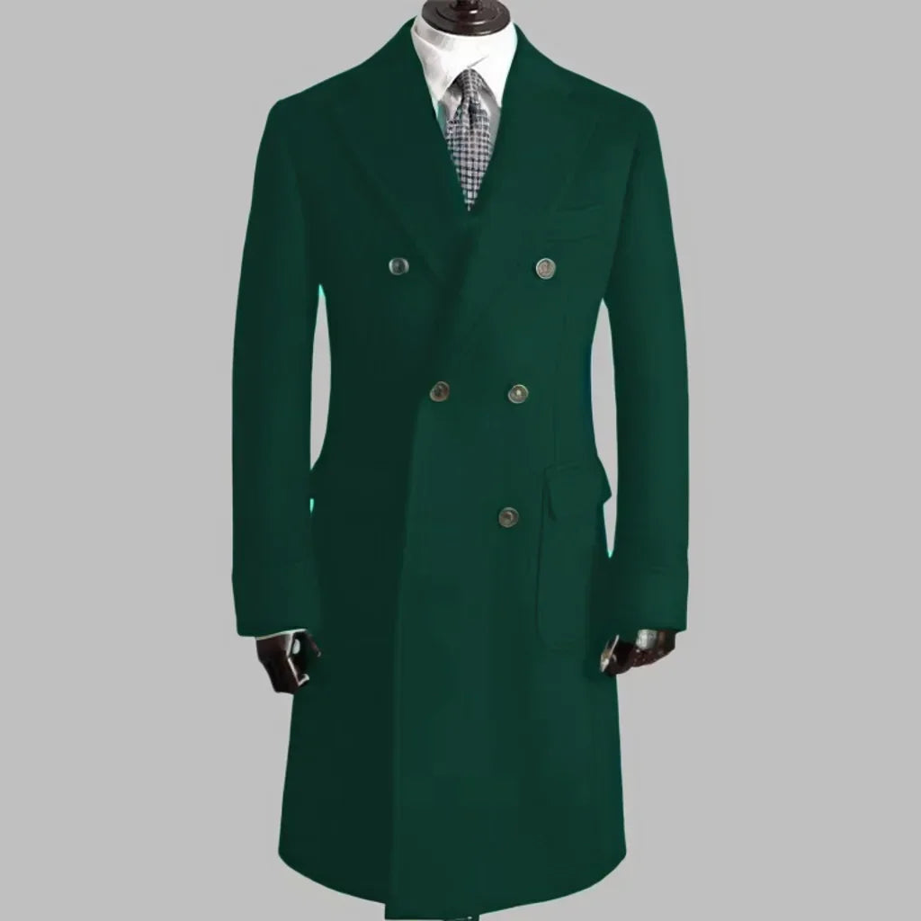 Elegant Comfortable Double Breasted Coat Jacket with Notched Lapel