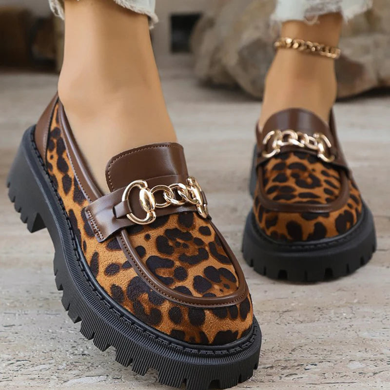 Retro Suede Leopard Loafers