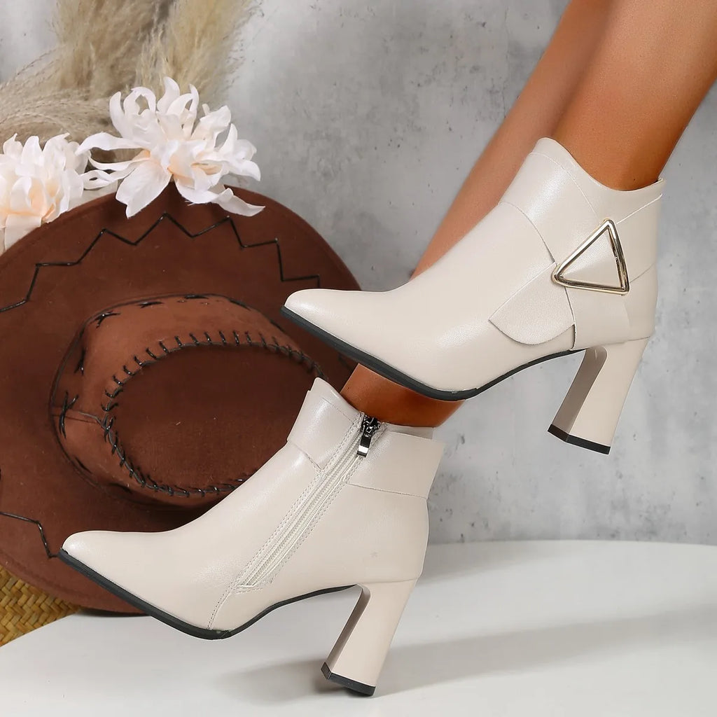 Short Heeled Female Ankle Boots