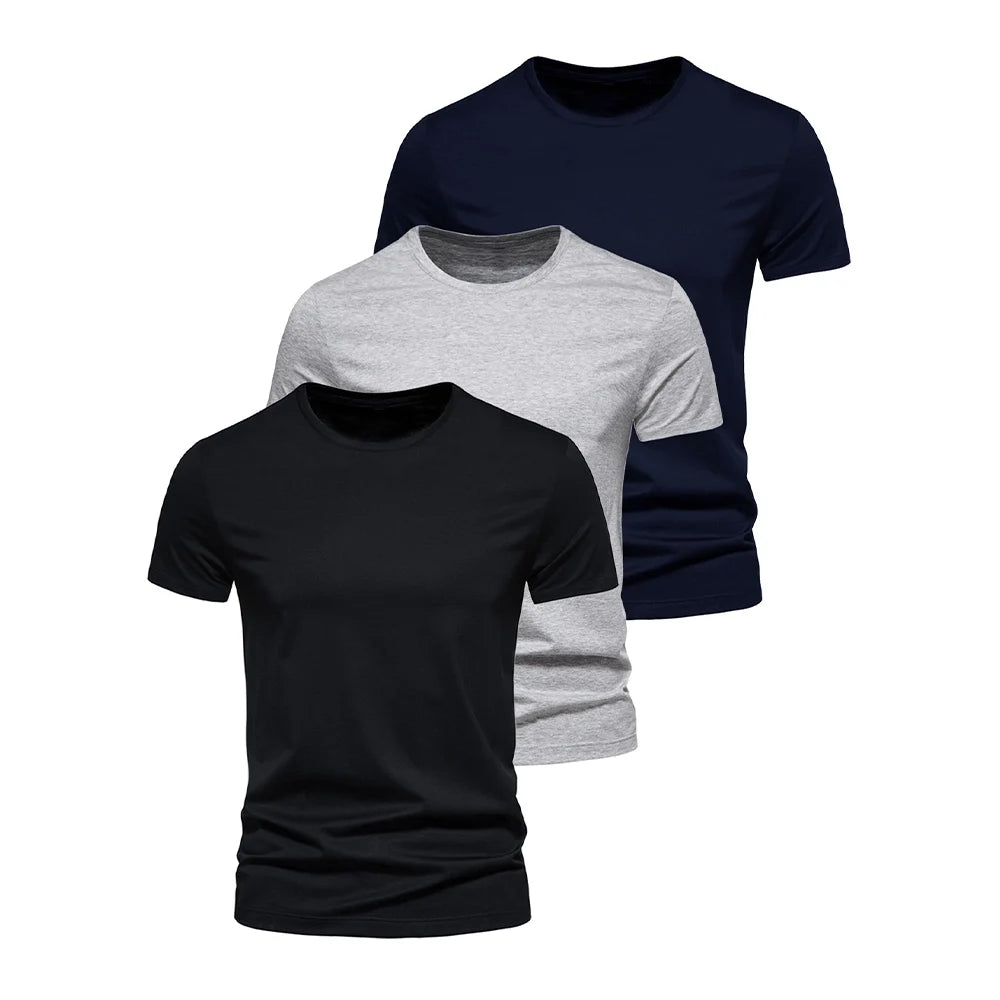 3Pcs Plain O-neck T-shirt