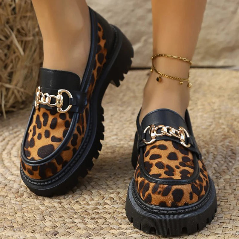 Retro Suede Leopard Loafers