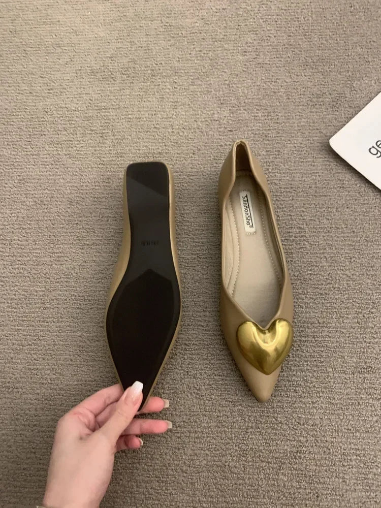 Elegant Black Flat Bottomed Single Shoes