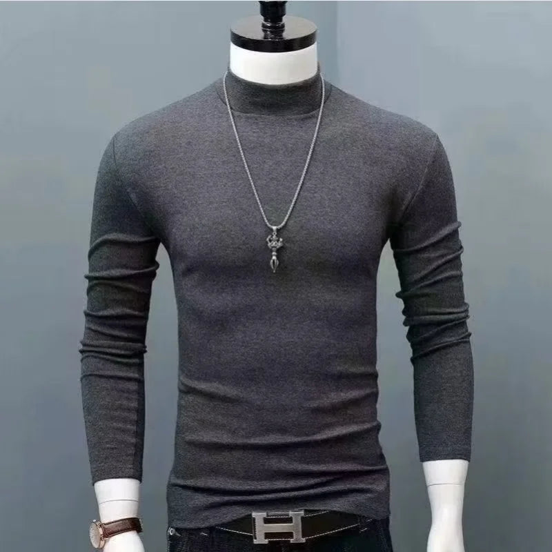 Slim Fit Fashionable Turtleneck Long Sleeve Shirt
