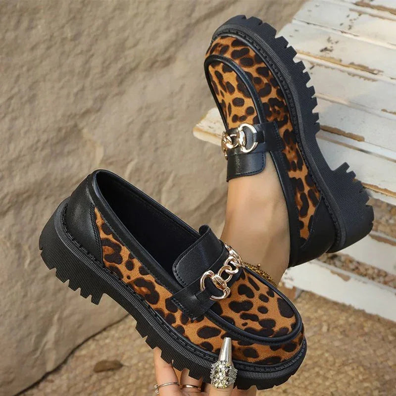 Retro Suede Leopard Loafers