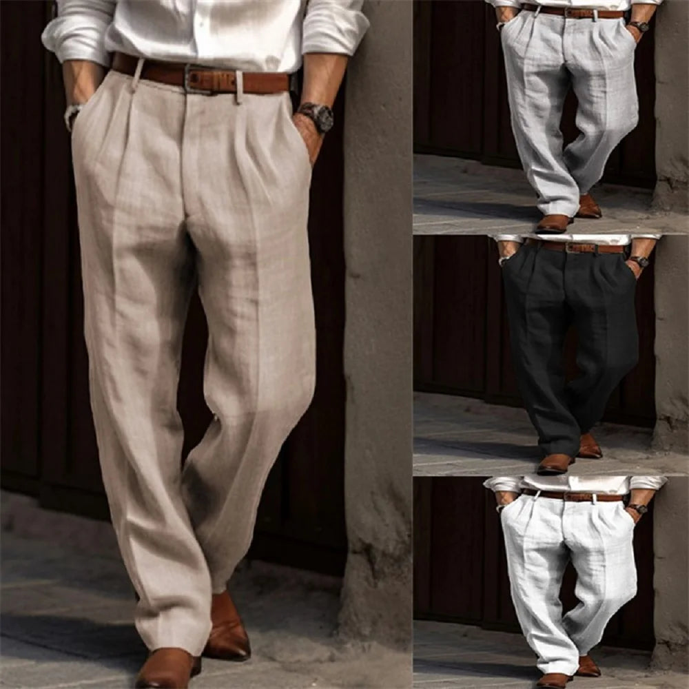 Long Trousers With Straight Front Pockets Solid Color