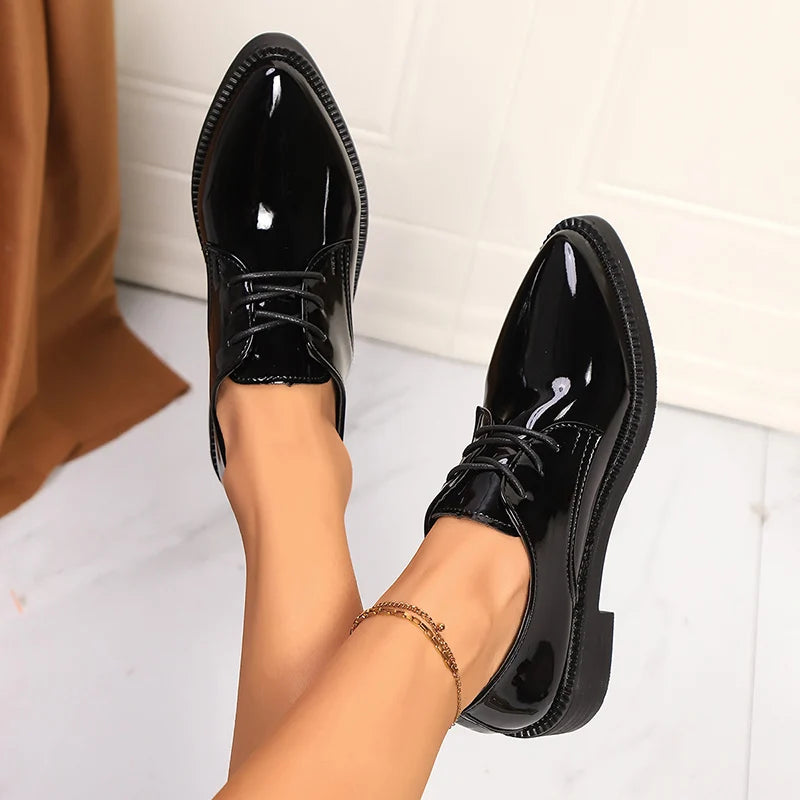 Women's Black Lace Up Classic Oxfords