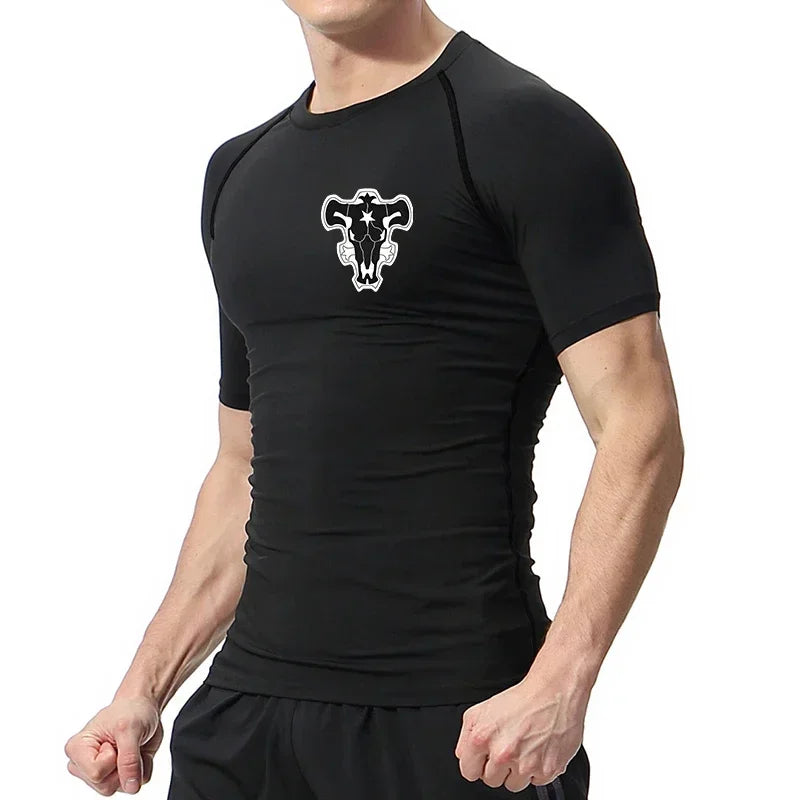 Bull Print Athletic Quick Dry Compression Shirts T-Shirts