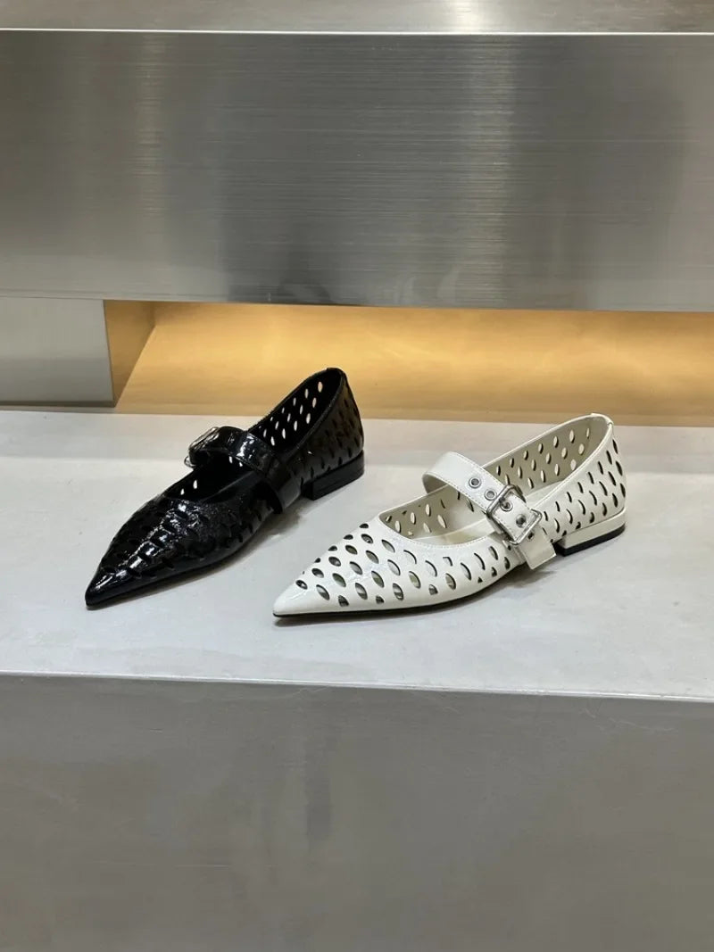 Pointed Toe Flats Hollow Loafers