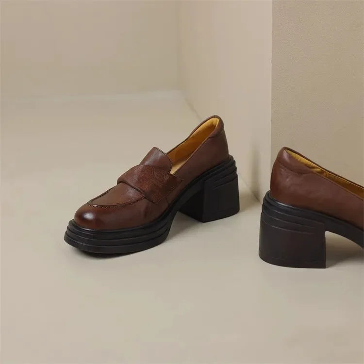 High Heel Retro Loafers