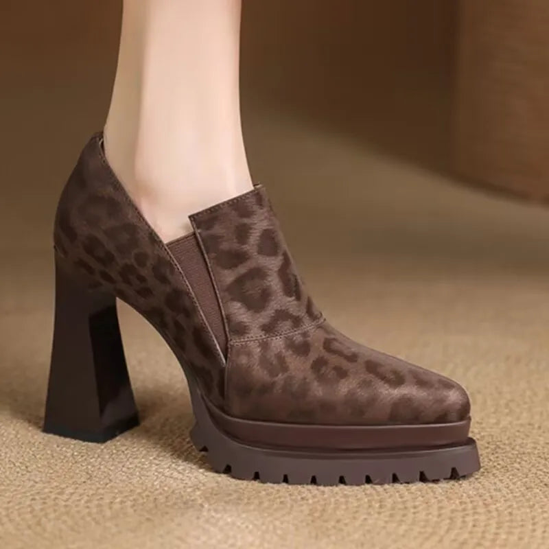 Super High Heels Retro Leopard Print Naked Boots