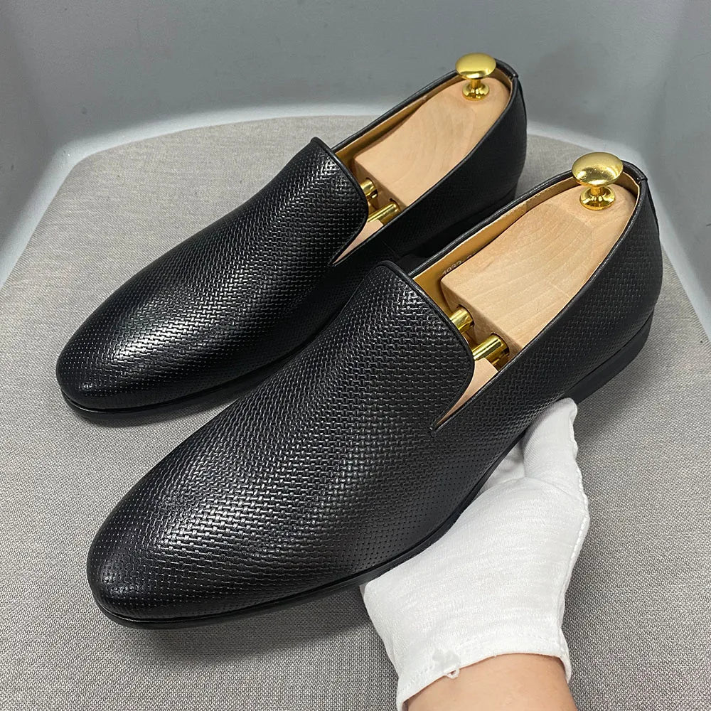 Men's Genuine Leather Slip-On Casual Pointed Toe Loafer