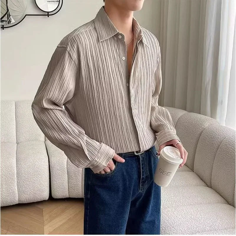 Long Sleeve Turn-down Collar Simple Comfortable Versatile Shirts