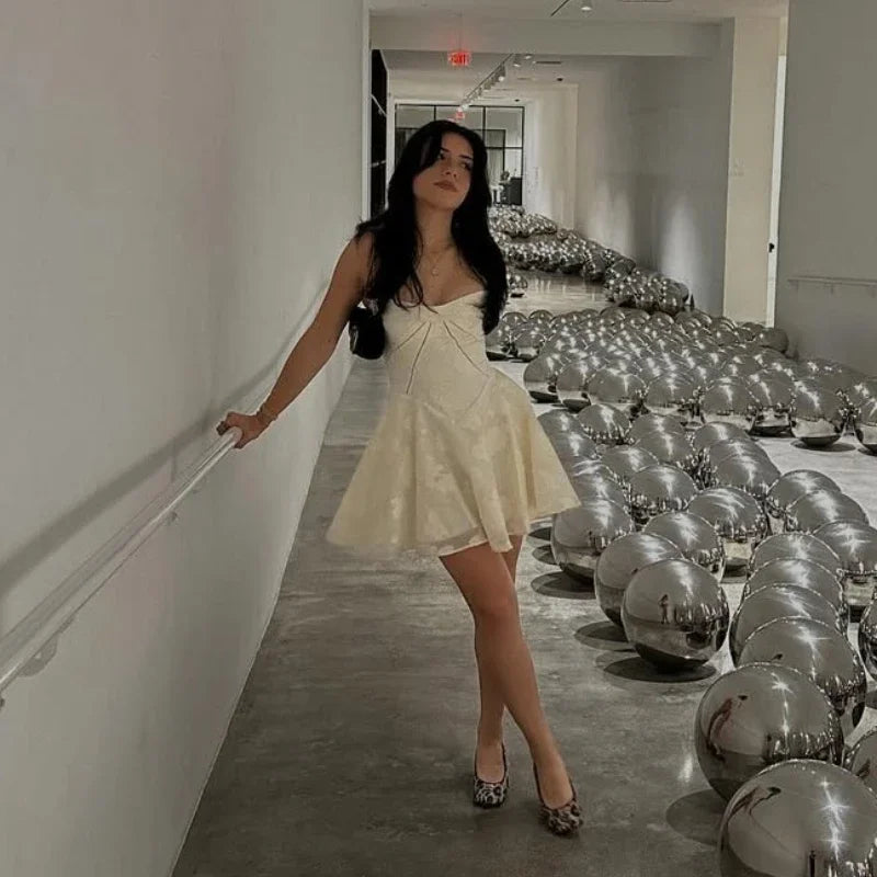 Casual A Line Lace Up Elegant Dress