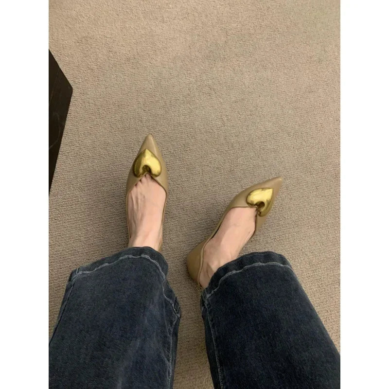 Elegant Black Flat Bottomed Single Shoes