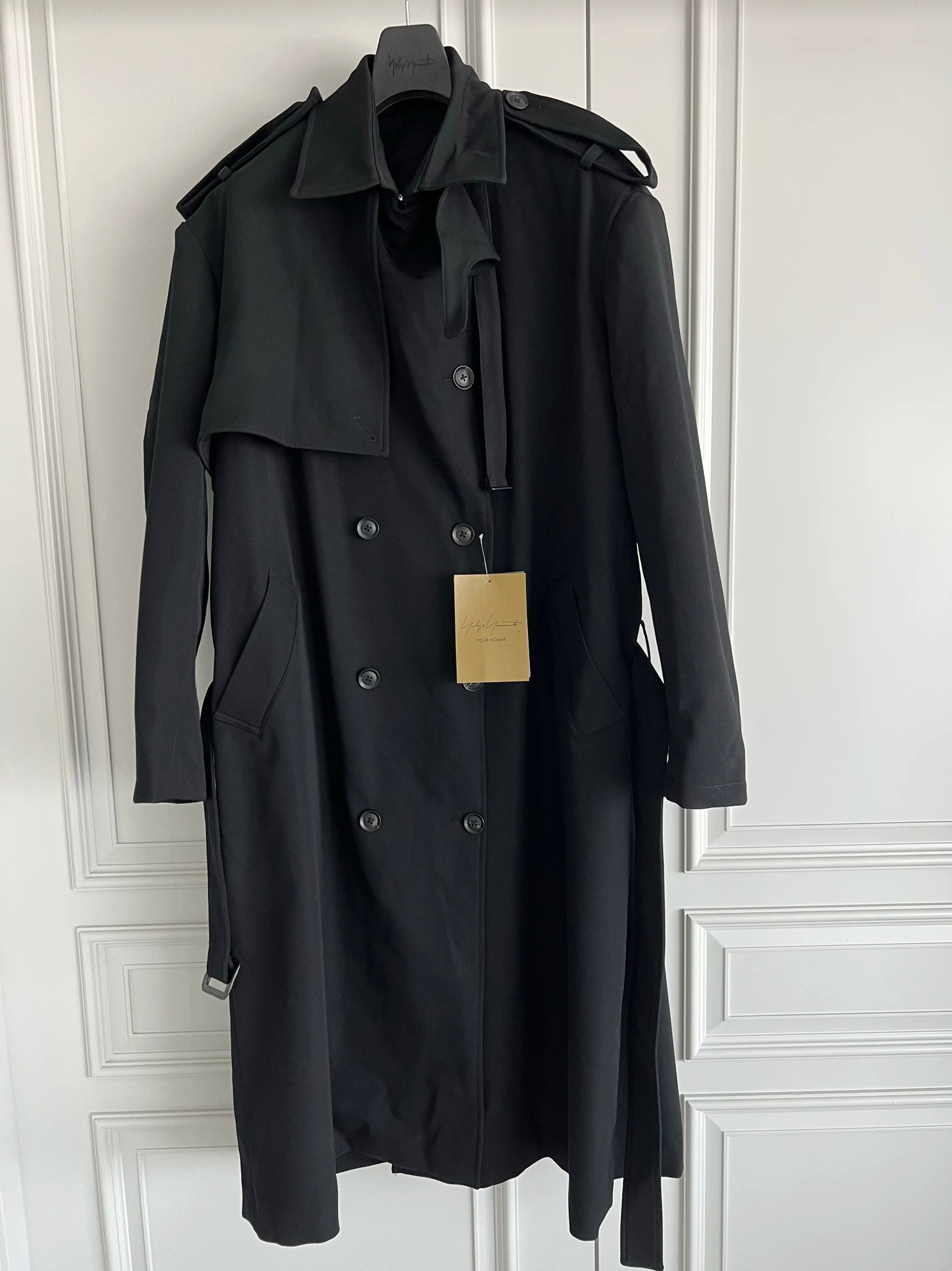 TOP-YAMAMOTO original design black wool coat