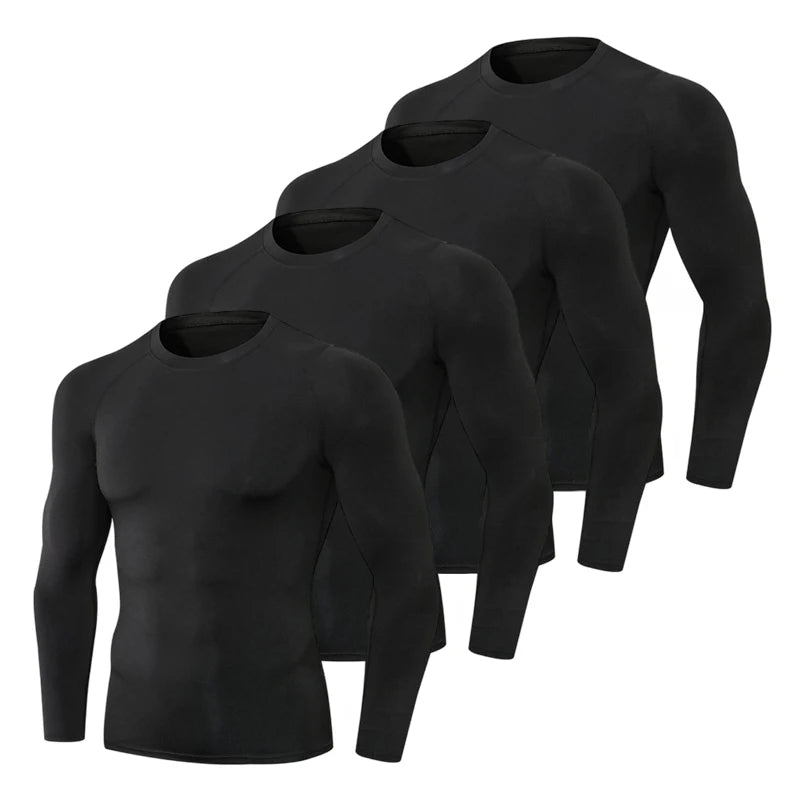 1/4 Pieces Pack Long Sleeve Quick Dry Compression Shirts